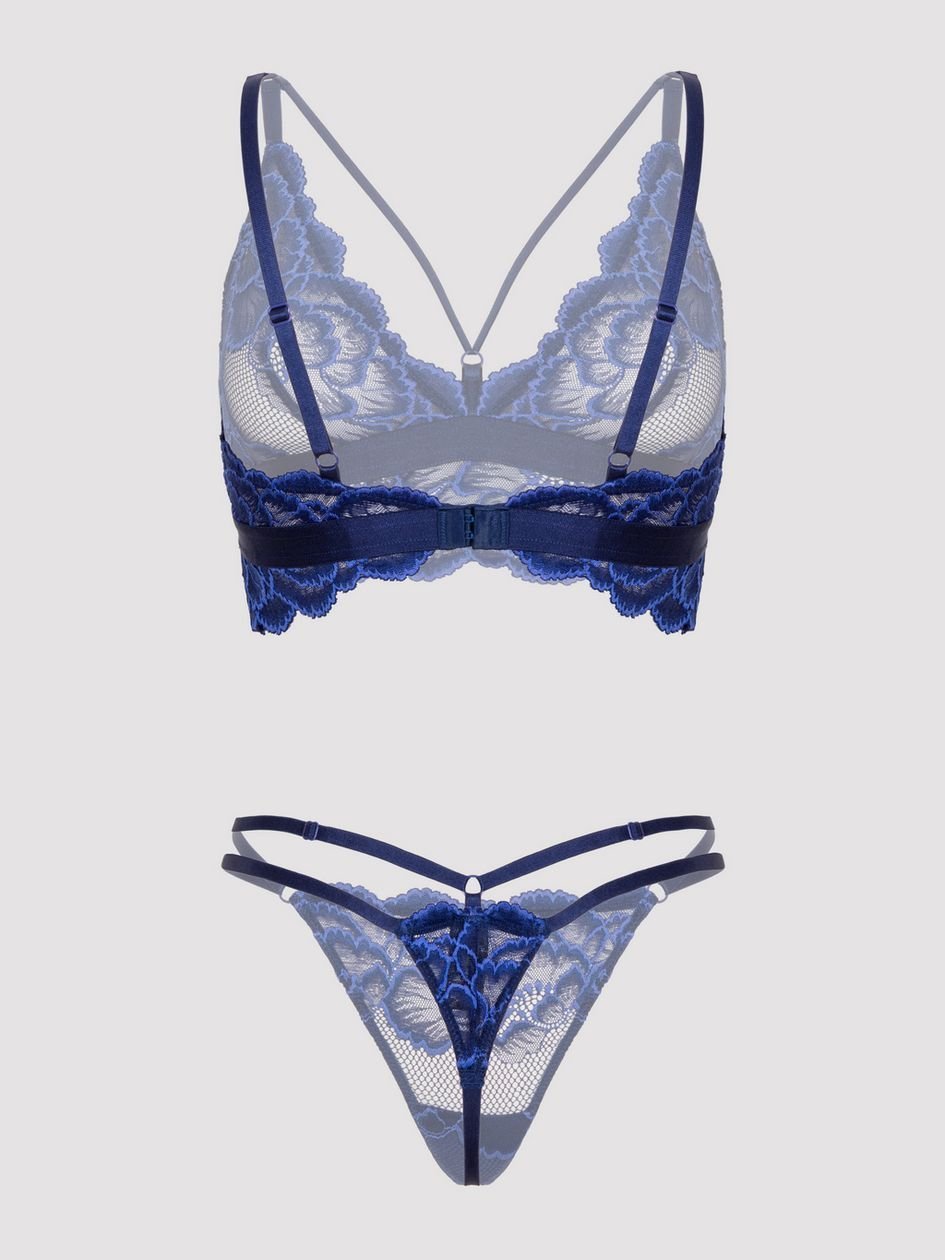 a49033g86998.jpg Lovehoney Lustful Liaison Navy Floral Lace Bra Set - Image 1